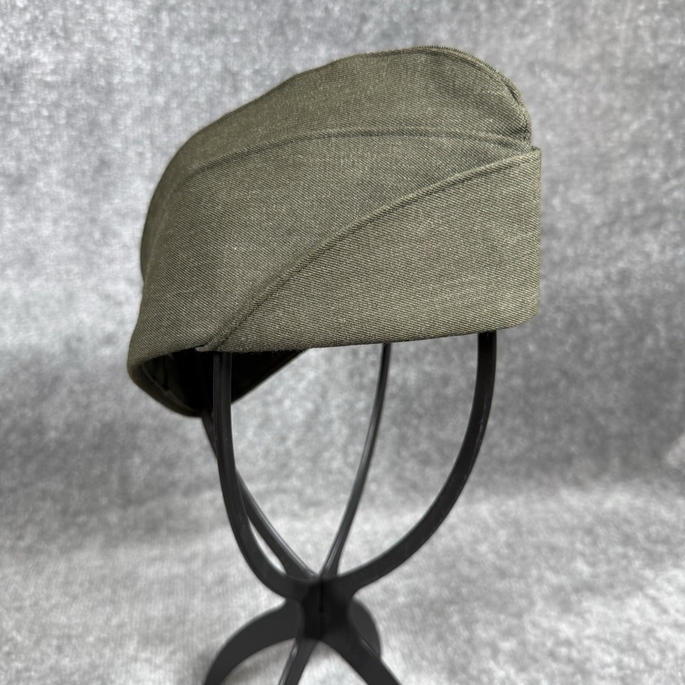 Vintage Bernard Garrison Cap Men's 7 Olive Green Military Garbadine